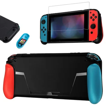 

Nintend Switch Grip Case 3 IN 1 Protection Kit Comfortable Soft Case with Game Card Storage Handles, Screen Film, Carry Bag
