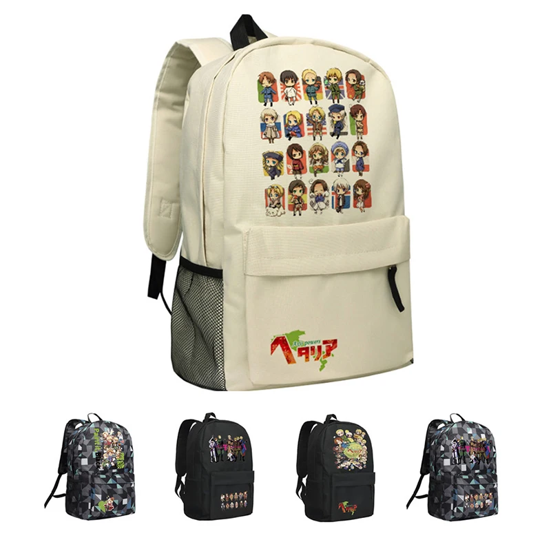 

MeanCat Manga Axis Powers Backpack in Black or Milky White with Japanese Cartoons Figures