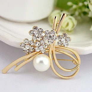 New Hot Sale Fashion OL Temperament Exquisite luxruious Jewelry Korean Simulated Pearl Shiny Zircon Bow Brooch X127 | Украшения и