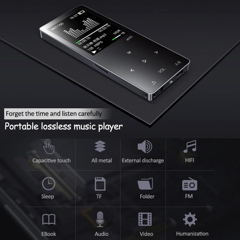 Сенсорный экран HIFI MP3 плеер с наушниками 24 языков Видео FM Диктофон Часы