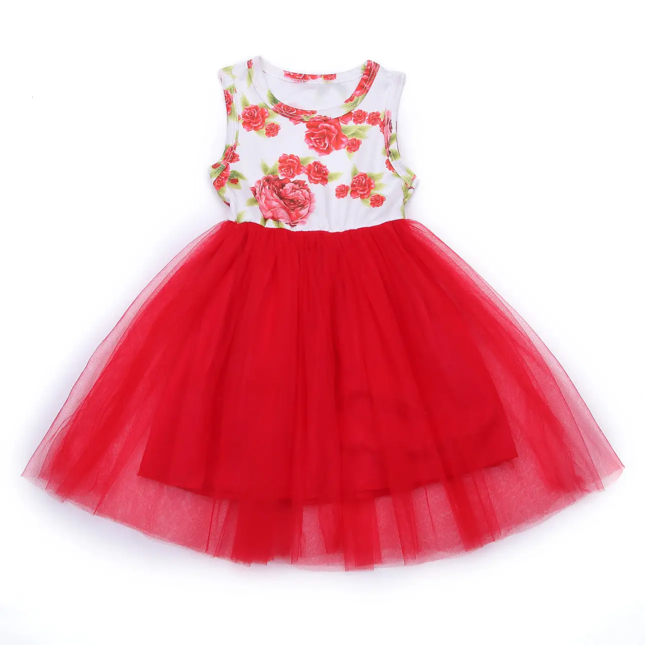 Princess Kids Baby Flower Girl Dress Lace Flower Tulle Dress Party Pageant Dress Summer Sleeveless Cute Girl Clothes