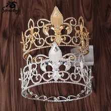 Snuoy круг король корона для мужчин золото/серебро королевская Тиара Свадебные аксессуары для волос мужской день рождения пышный диадема
