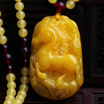 

natural beeswax original stone pendant necklace do beeswax Zodiac horse