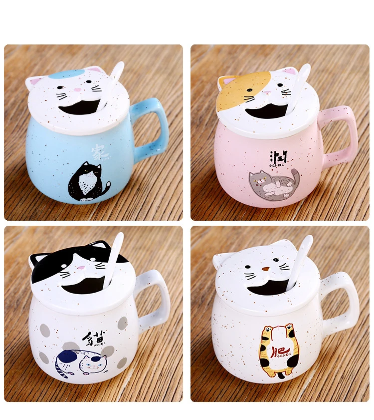 Керамическая кошка кружка милые чашки кофейные кружки для сока с крышкой креативная мультяшная чашка молоко фарфоровая чашка для путешествий приятные подарки