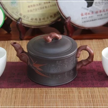 Двуцветный настоящий исинский китайский чайник для набора Кунг Фу Ча Бамбуковое колено 330 мл