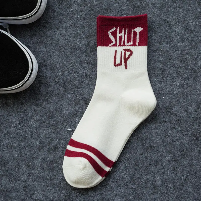 Unisex Harajuku Hip Hop Socks Woman Letter Printed Skateboard Socks Autumn Winter Streetwear Personality Funny Mid Tube Sock Men (6)