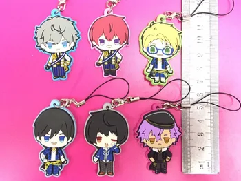 

6pcs/lot Ensemble Stars Original Japanese anime figure rubber Silicone sweet smell mobile phone charms/key chain/strap F005