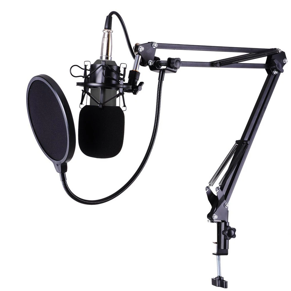 

Black Profession Studio Broadcasting Recording Condenser Microphone for Live Streamin Online Singing Chatting Sound Recording