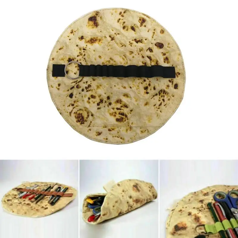 

1pc The Latest Imitation Pancake Funny Pizza Wallet Stationery Tool Rolled Collection Bag April Fools Day Gift Pancake Bag