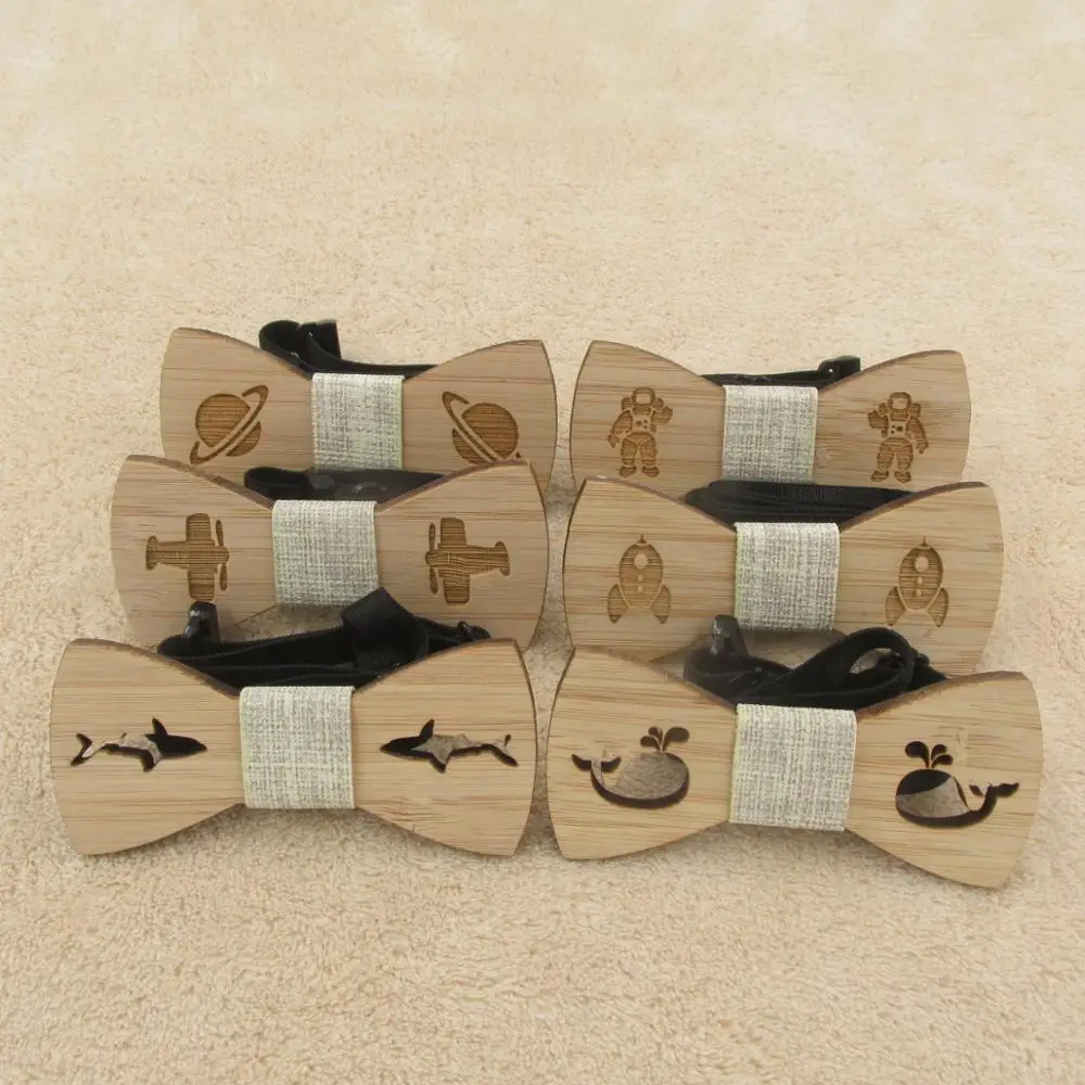 

Boys Bowtie Kids Wooden Bow Ties necktie Simple Size Butterfly School Child Student bow tie Cravat Gravatas
