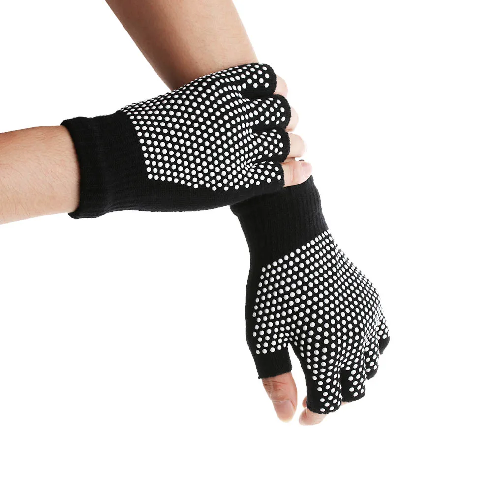 1 пара, женские и мужские перчатки на полпальца, хлопковые нескользящие перчатки без пальцев, спортивные перчатки, оборудование для упражнений, зима, весна, теплые