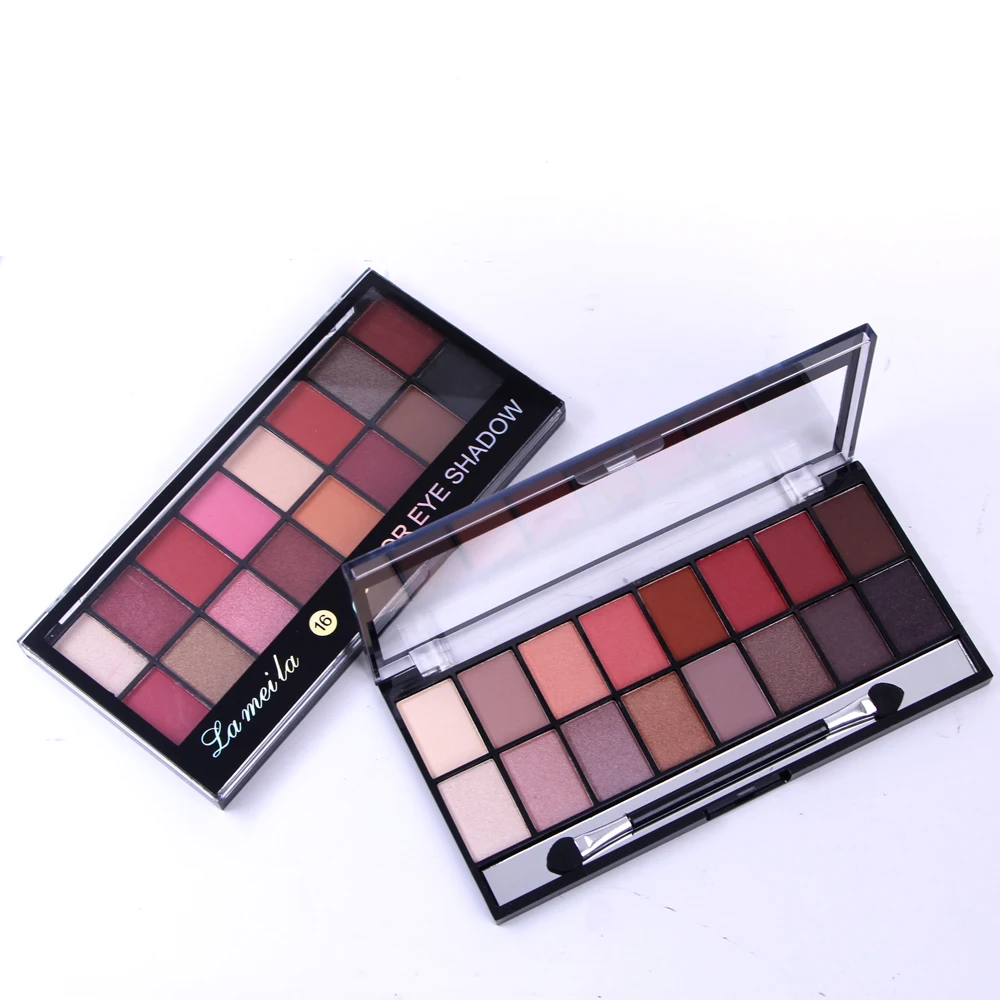 Professional Makeup 16 Colors Gliter Shiny Eyeshadow Palette Waterproof Matte Pigments Minerals Eye Shadow Nude Brown Make Up