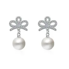 2017 new arrival hot sell fashion imperial crown shiny zircon pearl 925 sterling silver ladies`stud earrings jewelry gift women