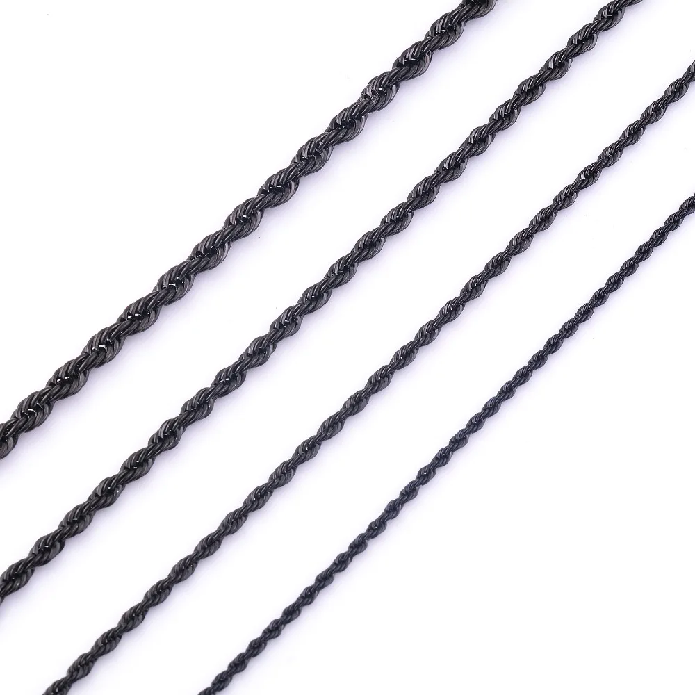 

2/3/4/5 mm Black Tone Rope Chain Stainless Steel Necklace For Men and Women Black Fashion Rope Chain Jewelry