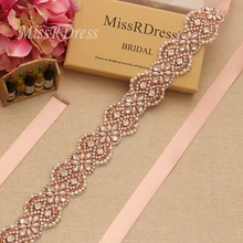 MissRDress Стразы пояс невесты ручной работы жемчуг свадебный пояс розовое золото Кристалл Свадебный Пояс для невесты платье подружки невесты JK866