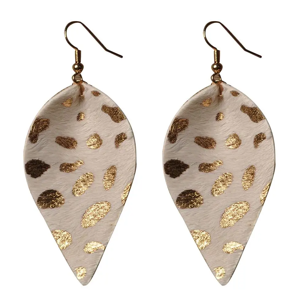 

Hot Women Pu Leaf Leather Leopard Pattern Long Dangle Earrings Bohemia Statement Hook Earrings Decor For Ladies Party Gift