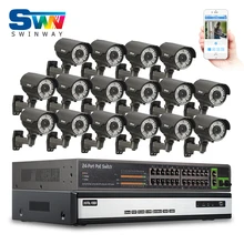 16CH HDMI NVR 24CH PoE коммутатор видеонаблюдения Системы 6 ТБ HDD 1080 P HD Onvif H.264 с переменным фокусным расстоянием 2.8- 12 мм 78IR Открытый poe ip-камеры
