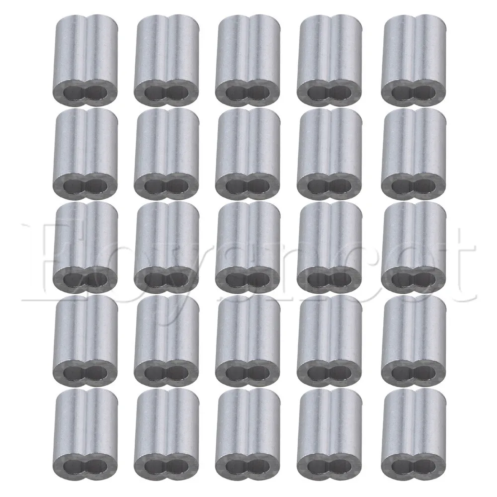 

M3 Double Holes Wireropes Aluminum Sleeves Clip Clamps Silver Set of 25