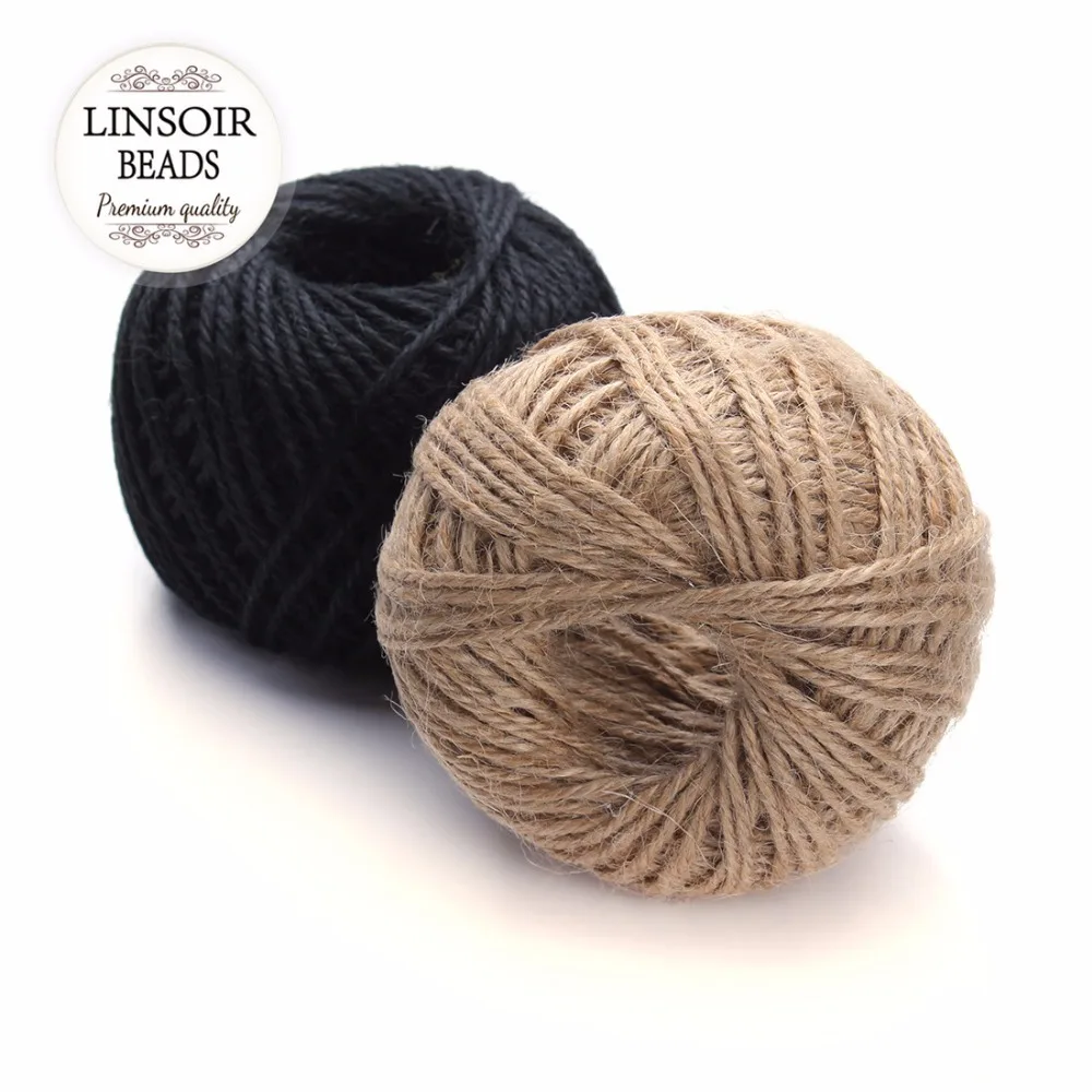 

50meters/pack black/natural Jute Rope Sisal Twine 3 ply tag rope cord 2mm dia F2746