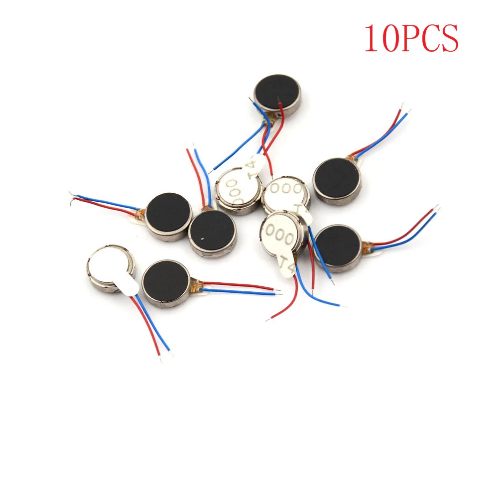 10Pcs DC3V 10 mm Dia Mobile Phone Coin Flat Vibrating Vibration Motor w Wire