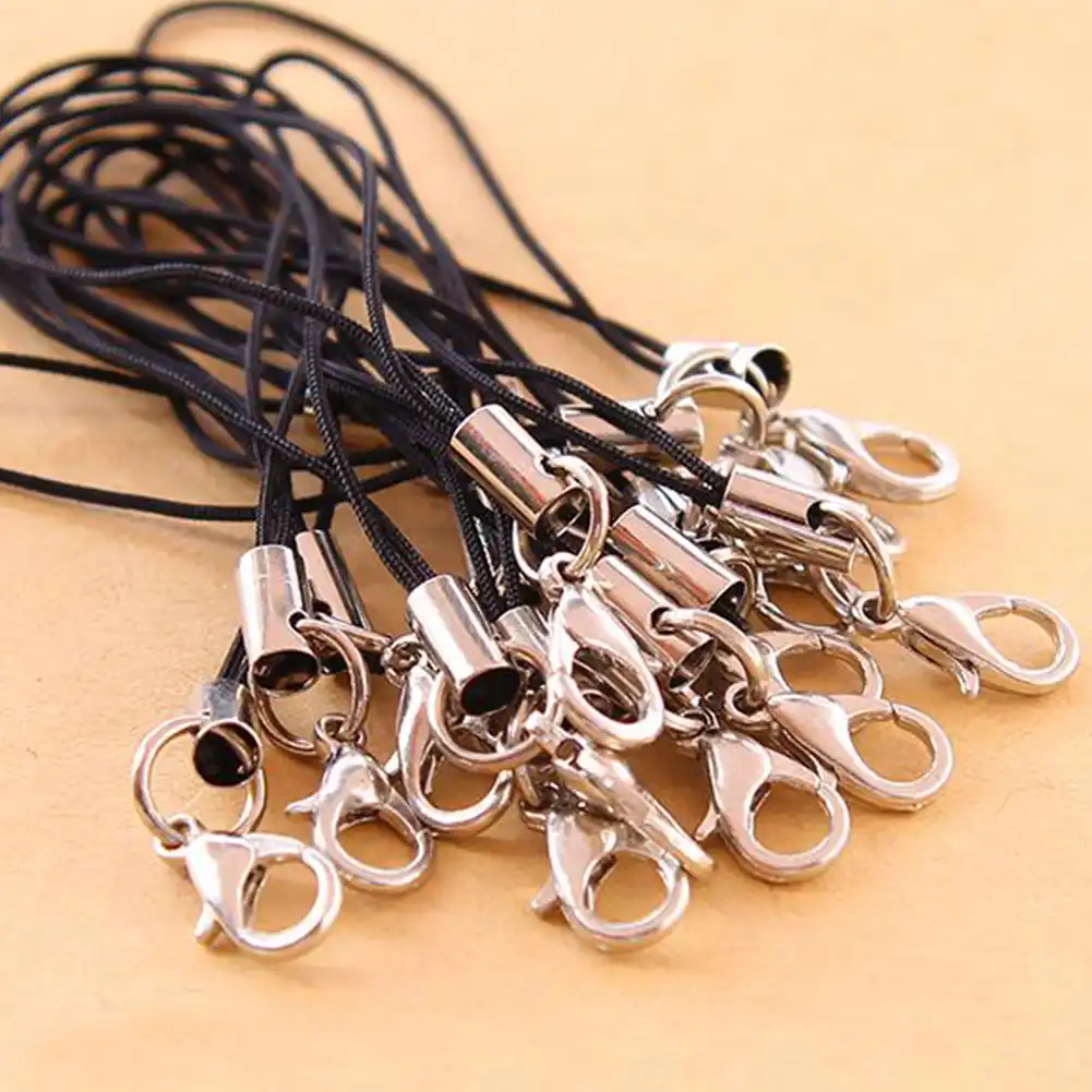 1 pces cordão chaveiro para usb flash drive cinta string preto 7 cm comprimento com clipe