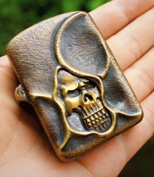

SDGC the Twisted face skull Heavy r hand-carved brass Art collection relief lighters