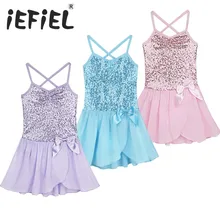 IEFiEL/нарядный костюм принцессы без рукавов с блестками Балерина Фея Детский гимнастический костюм для девочек танцевальная пачка танцевальное платье для выступлений