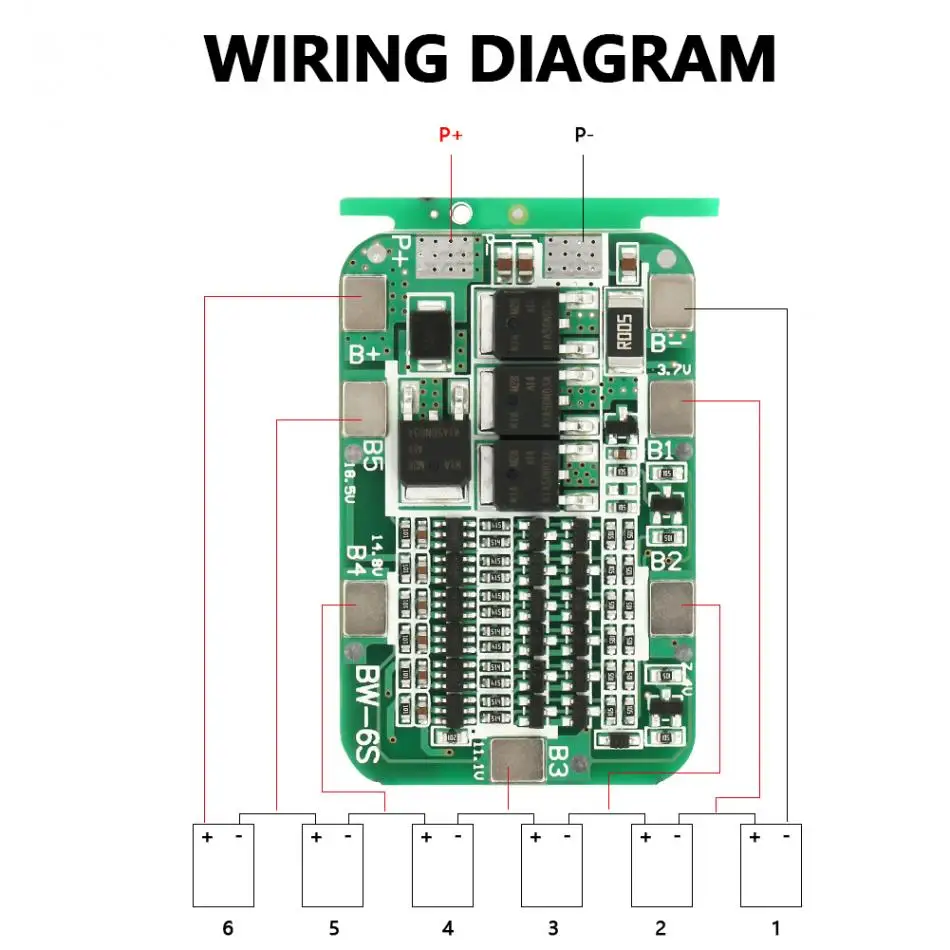Высокое качество 6S 15A 22V 24V Защитная плата батареи BMS для литий-ионных батарей 18650