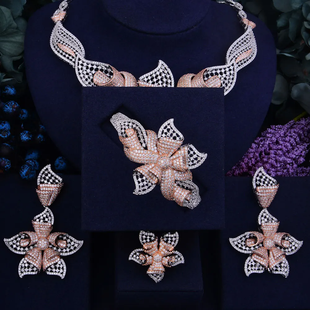 

GODKI 100mm Super Luxury Belt Flowers Women Wedding Cubic Zirconia Choker Necklace Earring Dubai Jewelry Set Jewellery Addict