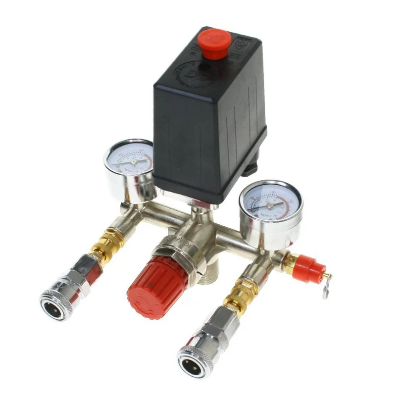 90-120PSI Air Compressor Pressure Switch Manifold Quick Couplers Regulator Gauge | Обустройство дома