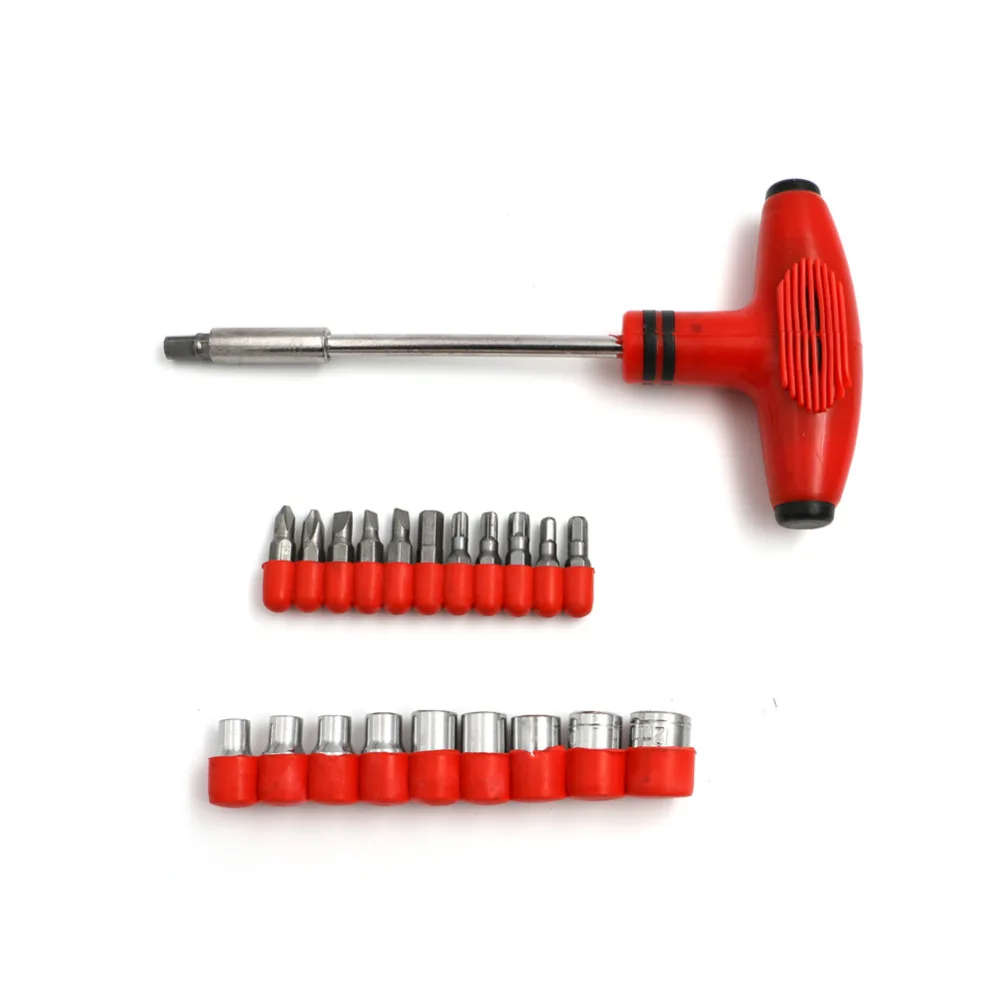 

20Pcs T-type screwdriver set Combination Package Batch Head Ratchet Pawl Socket Spanner hand tool