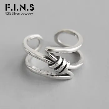 

F.I.N.S Retro 925 Sterling Silver Rings for Women Vintage Personality INS Fashion Vintage Weaving Winding Open Ring Fine Jewelry