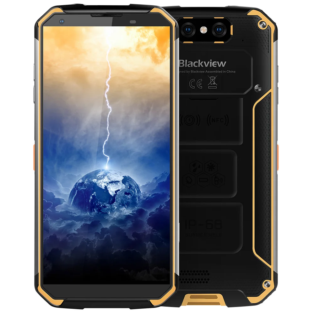 

BLACKVIEW BV9500 10000mAh Dual Camera NFC Wireless charger 5.7"18:9 Smartphone IP68 Waterproof 4G 64G N MT6763T Android 8.1