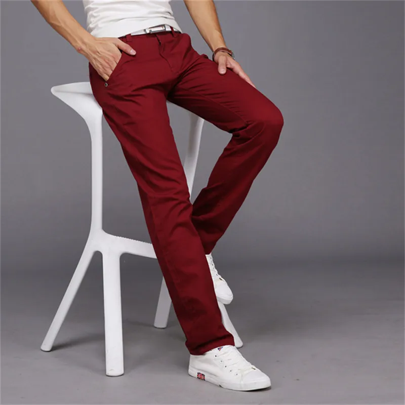 2019 New Thin Pants Men Business Casual Pants Plus Size Cotton Slim Straight Summer Fashion Solid Color Trousers Men