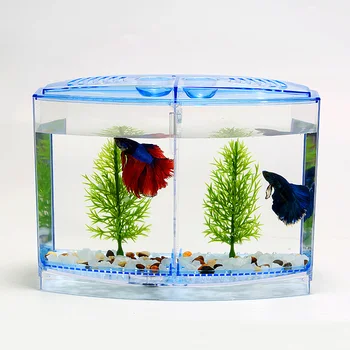 

Acrylic Mini Aquarium Double Betta Fish Bowl Aquariums Fish Incubator Box For Betta Isolation Hatchery Reptile Cage Turtle House