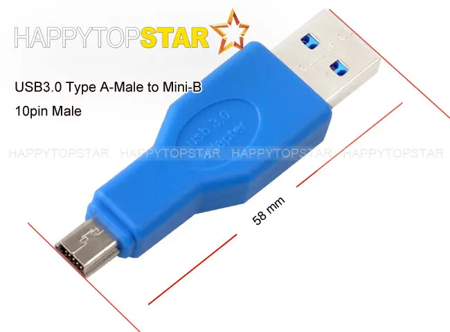 Синий стандартный Супер Скоростной Переходник USB 3 0 Тип A штекер на Mini B 10