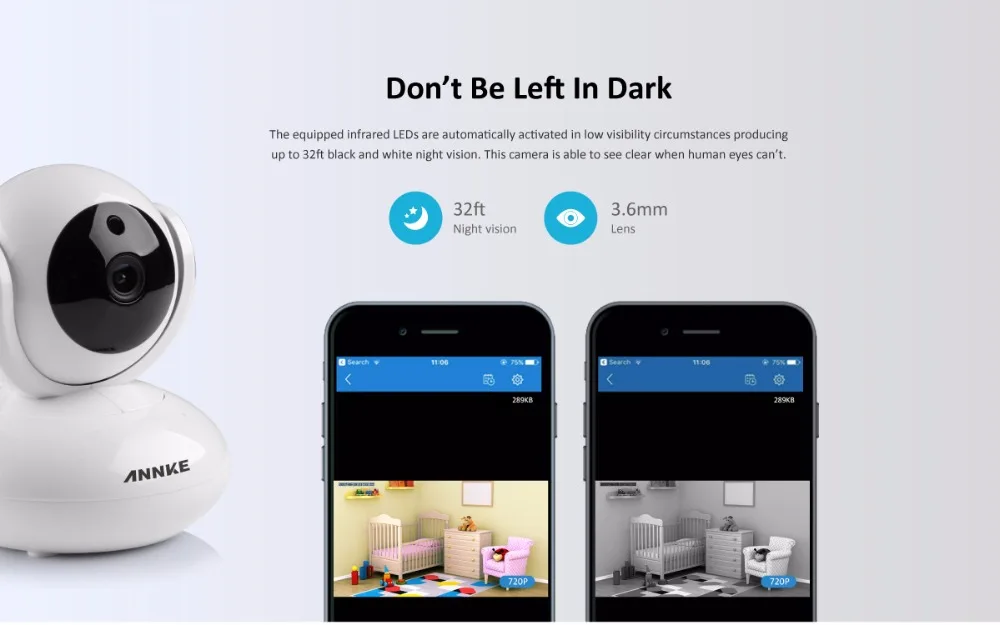 ANNKE Мини HD 720P умная Беспроводная PT камера безопасности 1.0MP Крытая IP камера WiFi Детский Монитор 720P CCTV камера наблюдения