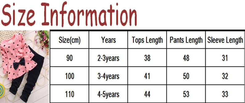 Коллекция года, весенне-осенняя одежда для малышей свитер с бантом в форме сердца для маленьких девочек Топы+ штаны, комплект из 2 предметов хлопковая одежда, От 2 до 5 лет