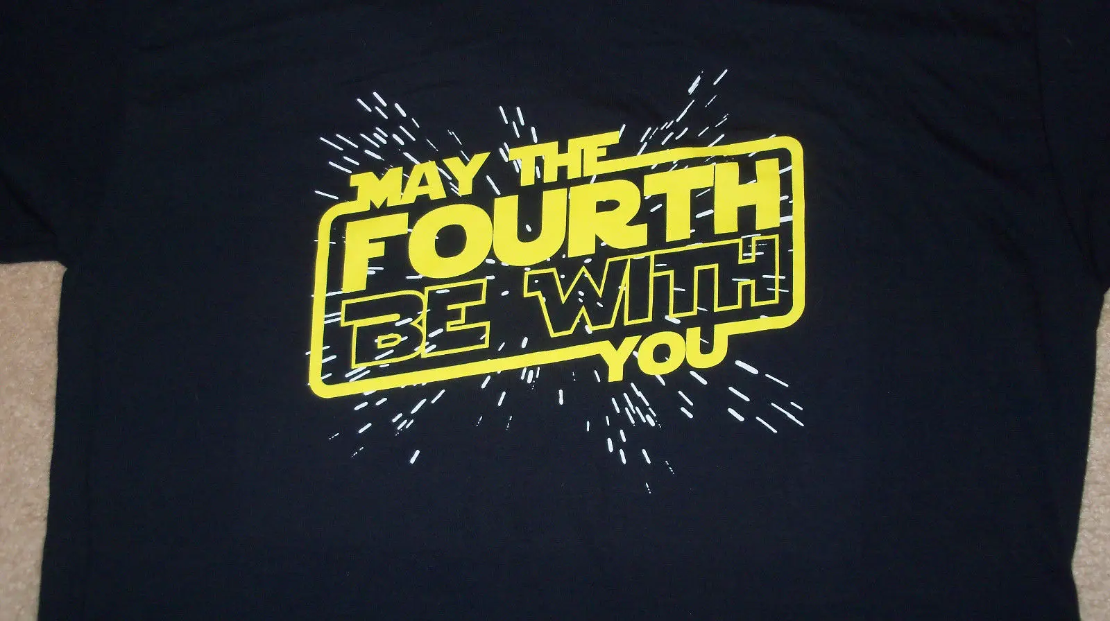 

XL "May the 4th (Fourth) Be With You" T-Shirt STAR WARS Force Humor Soft Vader Print Tee Men Short Sleeve Clothing free shipping