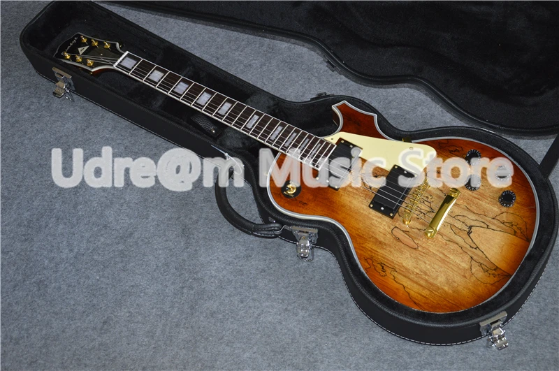 

Hot Sale China OEM Gold Hardware Suneye LP Custom Electric Guitarra In Nature Wood Color With Black Guitar Case