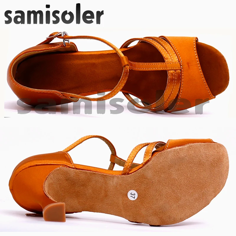 Samisoler Ballroom Women Latin Dance Shoes Modern Pole Dance Shoes Salsa Tango High Heel Adjustable Latin Shoes For Girls Ladies