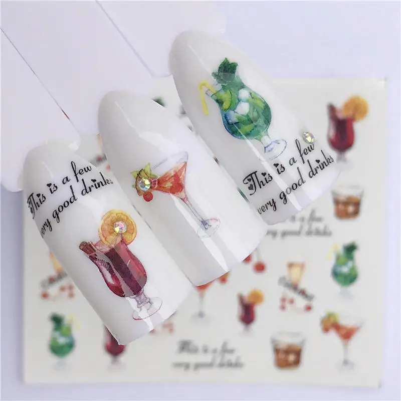 WUF 26 Styles Summer Fruit Strawberry Cherry Cake Ice Cream Nail Art Water Transfer Sticker Decor Slider Decal Manicure - Color: YZW-A1416