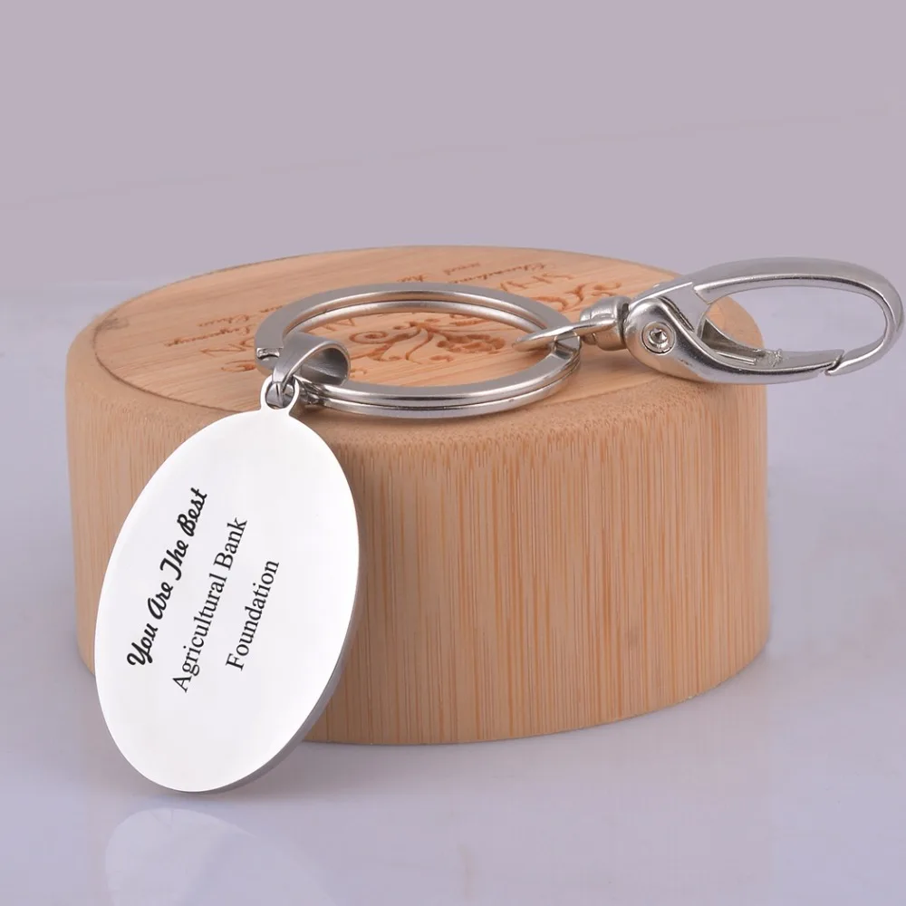 

Wholesale Double Side Engraved Oval Shape Stainless Steel ID Key Chains Personalized Dog Tags Key Ring Free Engraving