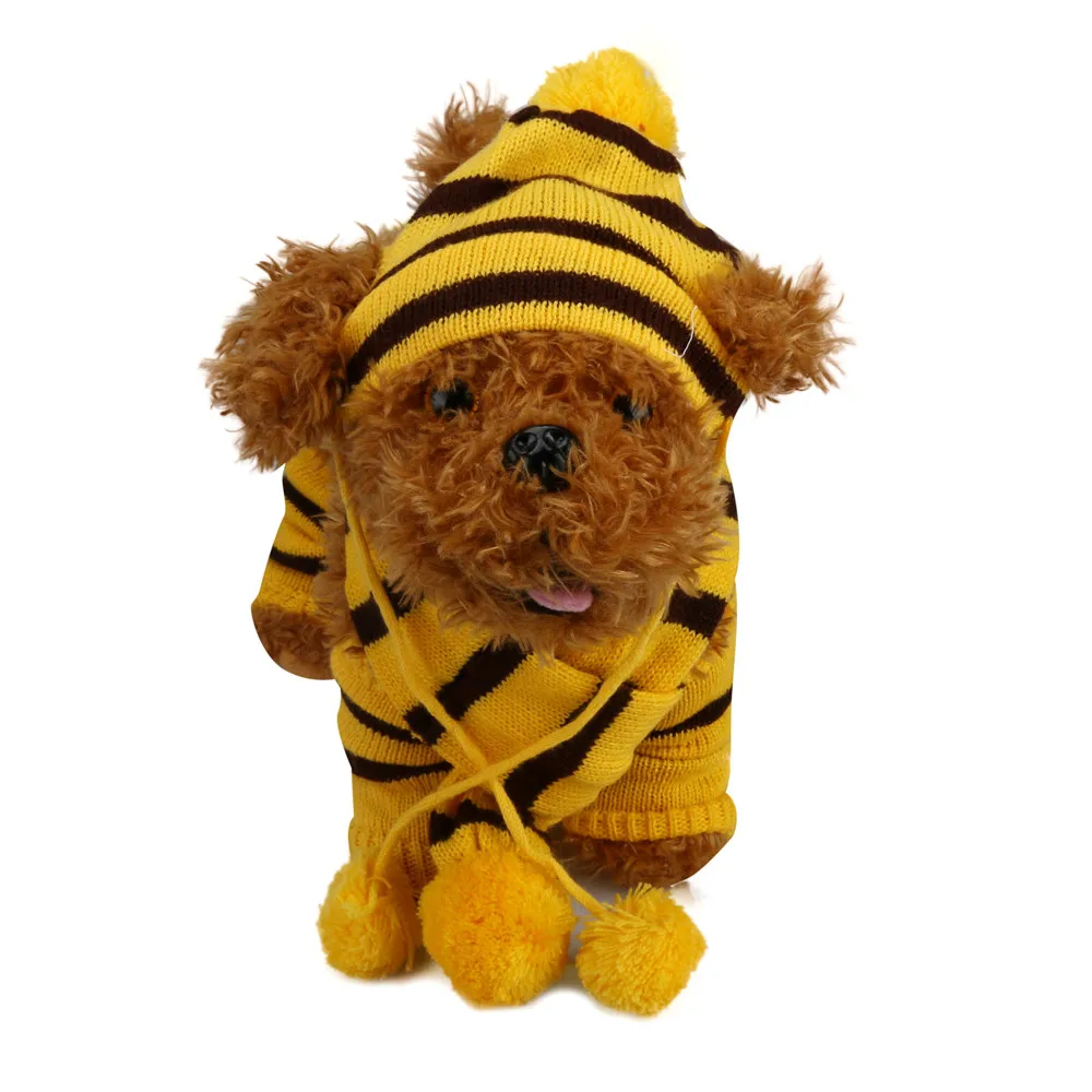 6 шт./компл. собака животное шапка для щенка шарф ноги Pet Одежда с принтом в виде собак для маленьких собак чихуахуа зимнего теплого сна питомца щенок наряд костюм XXS-L
