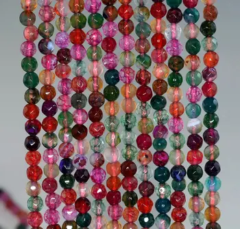 

4mm Crackled Agate Gemstone Tourmaline Color Faceted Round Loose Beads 15 inch Full Strand (90183824-364)
