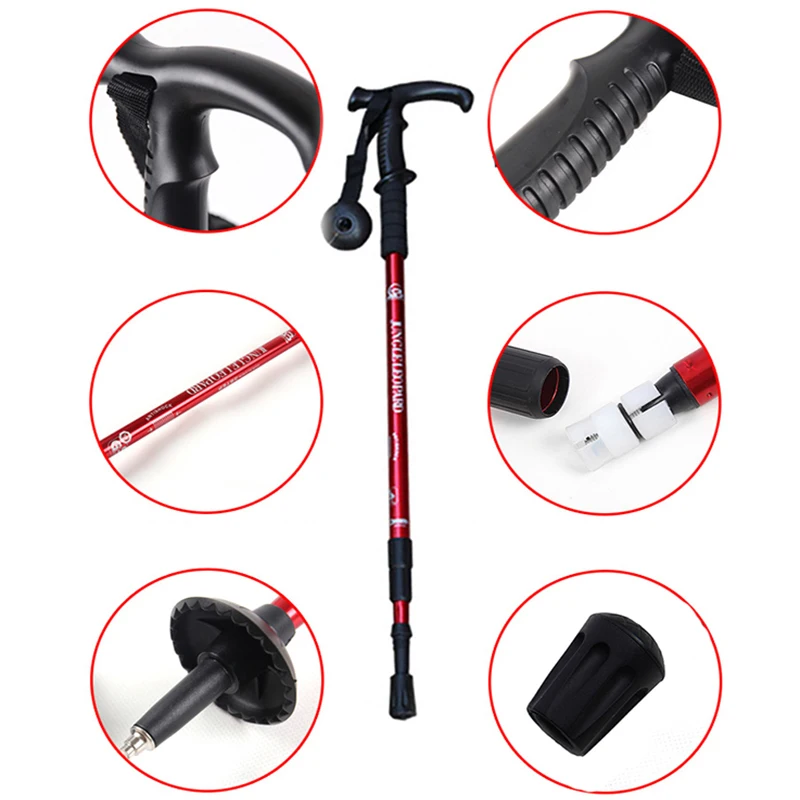Ultraligero bastón para ancianos fuerte telescópica Trekking, senderismo caña bastón para viejos con puntas de goma Ultraligero bastón para ancianos fuerte telescópica Trekking, senderismo caña bastón para viejos con puntas de goma