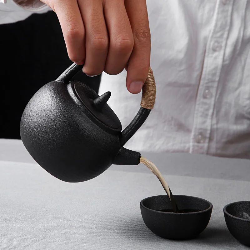  Zen Japanese Coarse Pottery Portable Kung Fu Tea Set Teapots Teacup Tea Cans Creative Ceramics Home
