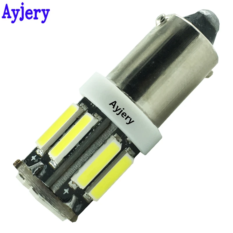 AYJERY 100 шт мощностью 12V для автомобилей светодиодный BA9S T4W T11 7020 10 SMD 7014 СВЕТОДИОДНЫЙ