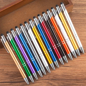 

1000pcs metal press ballpoint pen Black blue Ink advertising pen custom printed logo Stationery Business office signing pen gift