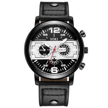

New Mens Clock Business Stylish Design Leather Band Wrist Watches Men Exquisite Alloy Business Analog Quartz Wrist Watch Relogio